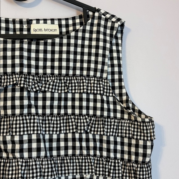 Rachel Antonoff Black White Gingham Ruffle Crop Top size L - Picture 4 of 14